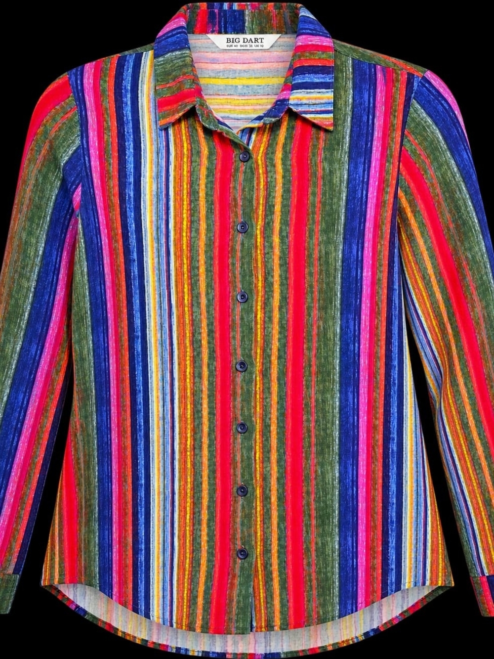 Amazon Men's Multicolor Vertical Stripe Button-Down Shirt - Green, Red & Blue